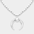 Double Horn Pendant Metal Ball Necklace