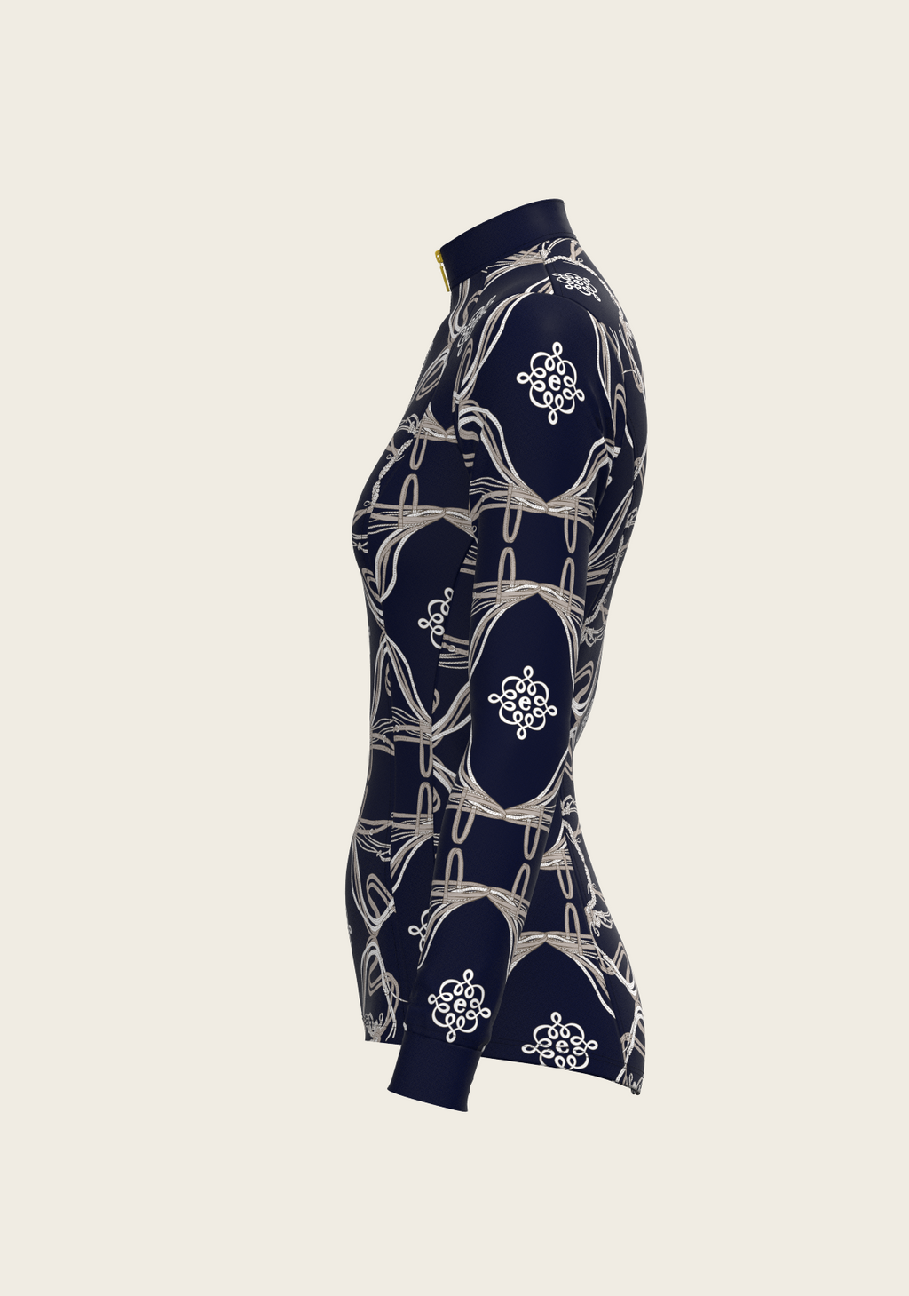 Roped Bridles on Navy Quarter Zip Sun Shirt
