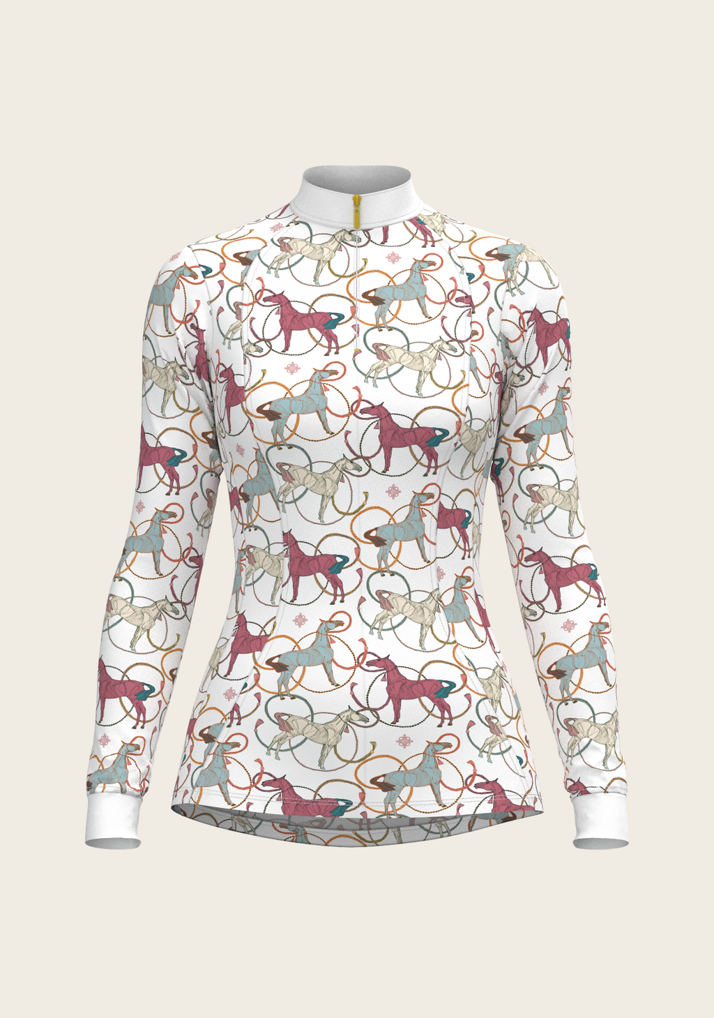 Colourful Horses Quarter Zip Sun Shirt