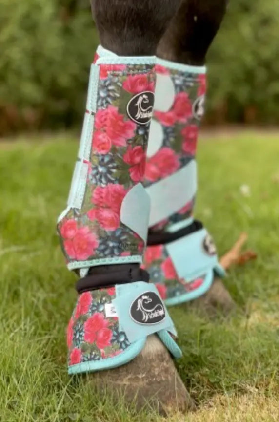 Turquoise Floral Bell Boots - 2 Pack
