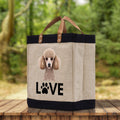 Poodle Love Dog Jute Canvas Tote Funny Farmer Market Bag Quote Jute Bag Shopping Bag Burlap Bag Dog Owner Gift
